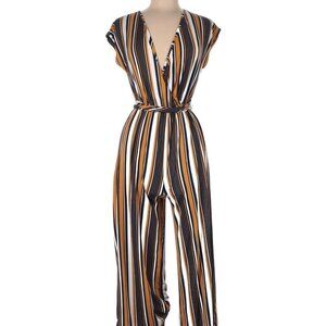 Caution to the Wind Striped Jumpsuit || Medium EUC